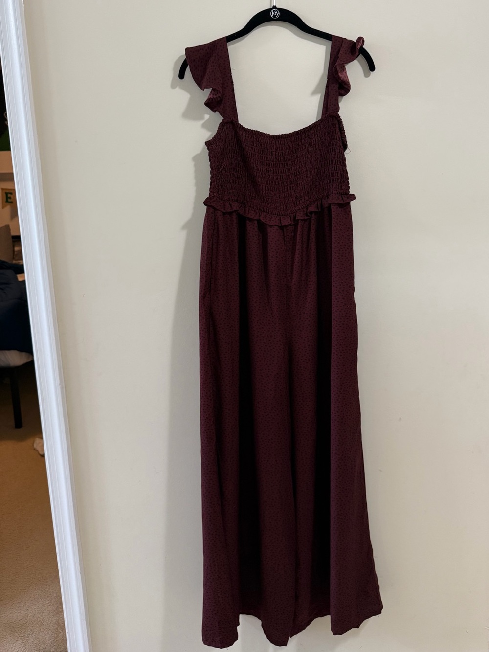 miami Burgundy Smocked Ruffle Strap Maxi Dress